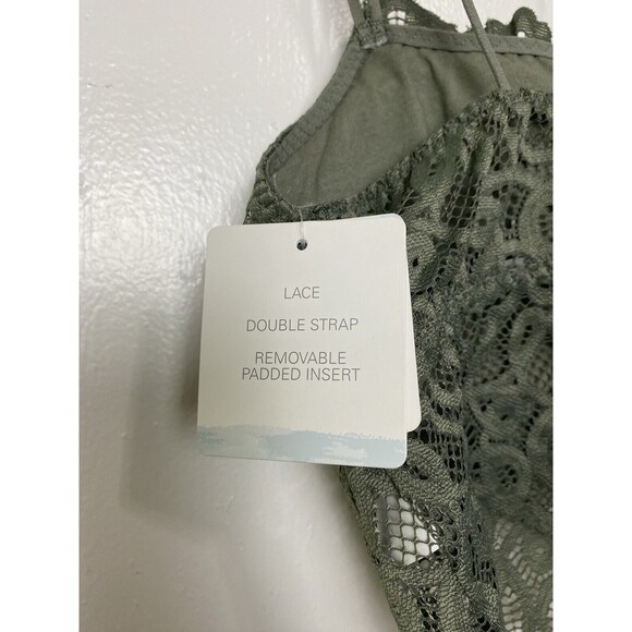 Tranquil & True Lace Bralette Bra Size S Women's Green Double Strap Padded - Picture 11 of 15